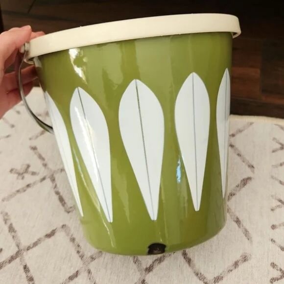 Vintage MCM Catherine Holm Green Lotus ice bucket